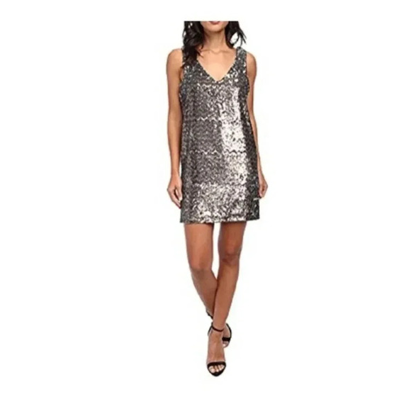 Sam Edelman Winter Folklore V-Neck Sleeveless Sequin Mini‎ Dress Size M - Picture 1 of 7